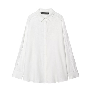 PB&ZA Donna 2026 Estate Nuova Moda Casual Camicette in Lino con Pizzo Vintage a Maniche Lunghe Camicie Bianche Femminili Blusas Chic Top - Product Image 1
