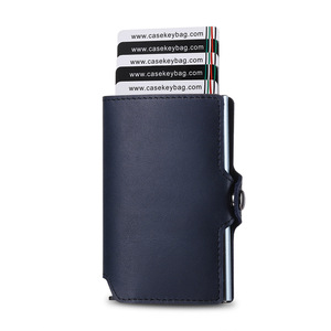 Casekey <b>RFID</b> Blocking Crazy Horse Genuine Leather <b>Men</b> Smart <b>Wallet</b> Auto-eject Money Pocket Slim Minimalist Credit Card Cards - Product Image 1