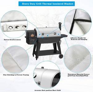 Barbecue à granulés moderne en acier inoxydable chromé robuste avec roues, allumage électronique, 80x67CM, flamme de cuisson - Product Image 3