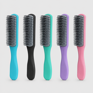 <span class=keywords><strong>Peigne</strong></span> de coiffure professionnel pour cheveux bouclés, à 9 rangées, multicolore, durable, en ABS+TPE, avec coussin de massage pour le contrôle des bords - Product Image 4