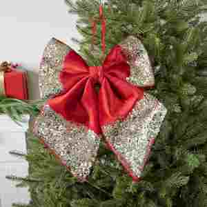 Guirnalda de Adornos Navideños Hechos a Mano de Lujo con Lentejuelas Doradas y Satén Rojo Rosa para Decoración Navideña del Hogar en Interiores - Product Image 3
