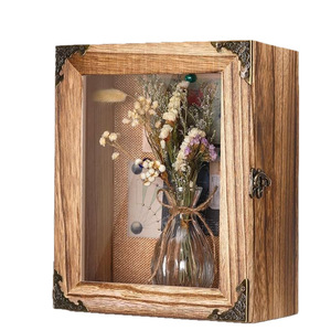 Wooden <b>Shadow</b> <b>Box</b> 25.4x20x12cm With Glass Front For Dried Flowers And Photos Desktop Display Case - Product Image 5