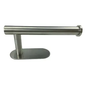 Factory Silver Brushed Stainless Steel Toilet Paper Holder Round Style Bathroom Tissue Roll Holder Easy Install No Drilling