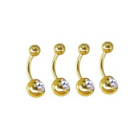 Acier inoxydable 14G Double gemmes boules rondes barres de nombril anneaux de ventre cristal CZ nombril Piercing bijoux de corps