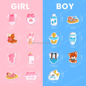 Decoración Comestible para Pastel de Revelación de Género, Ropa de Bebé Azul, Decoración de Azúcar, Decoraciones Comestibles de Glaseado Real para Fiesta de Baby Shower - Product Image 3