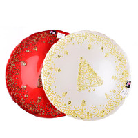 Assiettes de présentation en verre rouge écologiques en gros, motif sapin de Noël gaufré or, plateau décoratif pour service, assiette de mariage