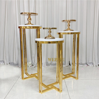 Lot de 3 supports floraux modernes en métal doré pour gâteaux de mariage, élégants ornements de chemin de table, décoration de fond de scène de mariage