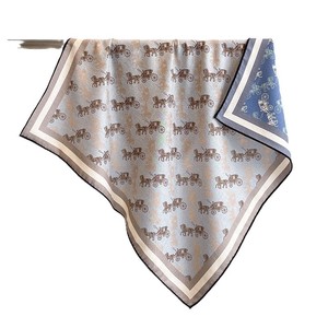 <b>Silk</b> Wool Square <b>Scarf</b> 70cm Women's Autumn Warm Elegant Stylish Commute Print Design - Product Image 5