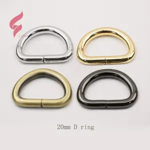 Lihui High Quality Bag Hardware Accessories 20mm Light Gold Brass Metal D Ring For Handbags