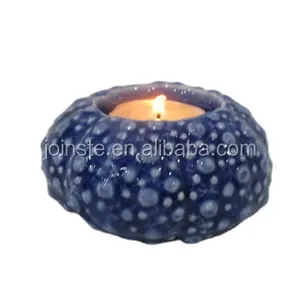 Custom cheap blue pumpkin shape candle stand decorative candle holder Hand painted