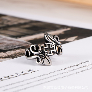 Vintage Style Cross Pattern <b>Titanium</b> Steel <b>Ring</b> For Men Gift Jewelry SA911 - Product Image 1