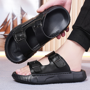 Summer Pu <b>Slide</b> Sandals Open Toe Buckle Strap Breathable Casual EVA Outsole <b>White</b> Men <b>Women</b> Beach Shoes - Product Image 3