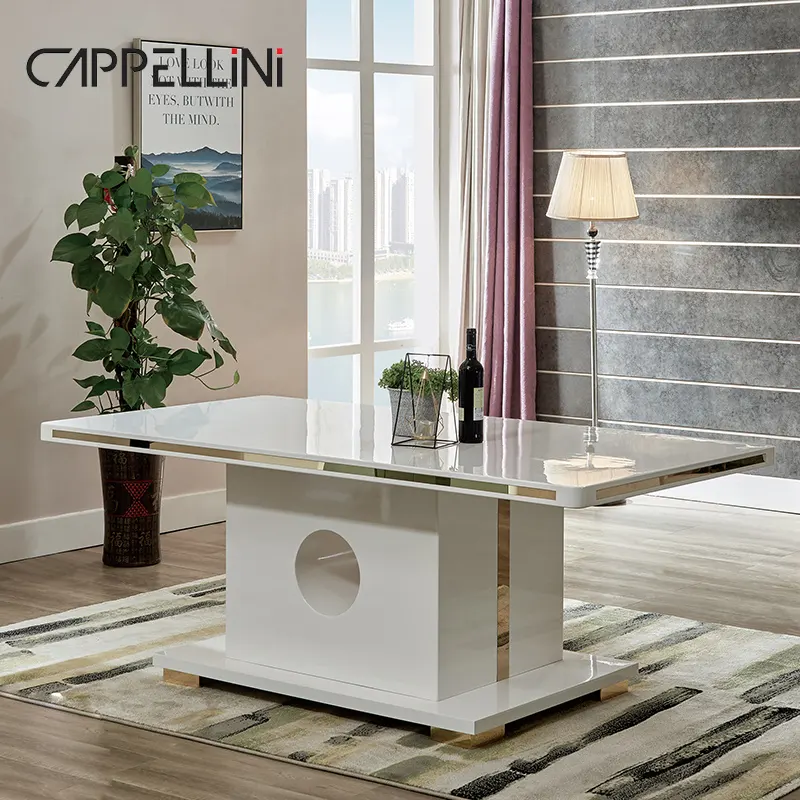 Modern Design Restaurant White Solid Wood Dining Table Home Furniture Dinning Room Set Luxury Wooden Dining Table