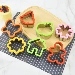 Christmas Cookie cutters Stainless Steel Cookie Stamp Sandwich mold for Kids Food Decor