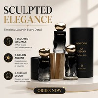 Botella de Perfume de Vidrio Vacía, Negra Degradada, Irregular, de 30ml, 50ml, 100ml, Recargable, con Atomizador de Pulverización Fina, con Caja