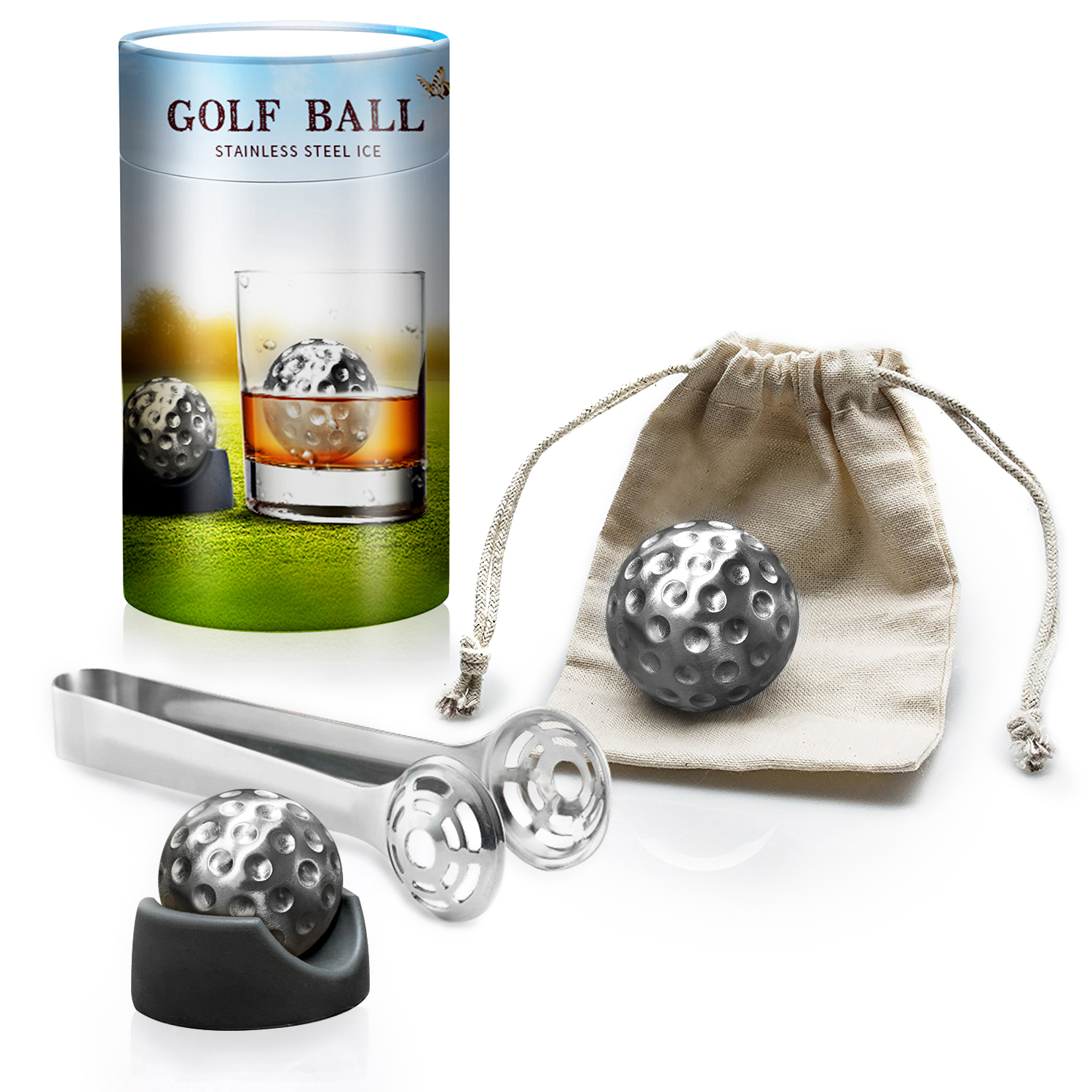 Premium XXL 55mm Stainless Steel Whiskey Balls – G \u0026 J's Finest, image size:1500x1500