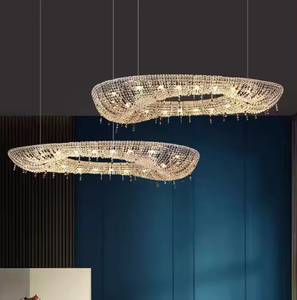 Zèle éclairage appel d'offres projet personnalisé pendentif lumière Villa décoration Chrome cristal lustre lumière - Product Image 4