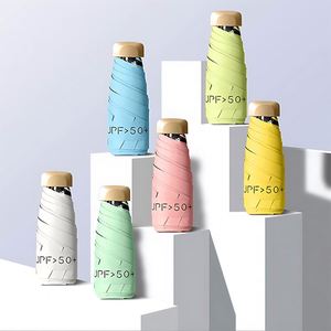 Nouveauté 2024 - Parapluie de poche carré anti-UV, mini, six plis, cadeaux d'affaires, parapluie pliable avec étui rigide à fermeture éclair - Product Image 1