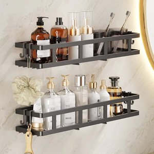 Étagère de rangement pour <span class=keywords><strong>douche</strong></span>, panier auto-adhésif <span class=keywords><strong>noir</strong></span>, étagères de salle de bain, panier mural pour accessoires de salle de bain - Product Image 1