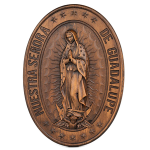 Estatua tallada en madera de Color Retro moderno, escultura de Nuestra Señora Guadalupe Virgen María, decoración de pared, muebles de <span class=keywords><strong>teatro</strong></span>, regalos religiosos - Product Image 1