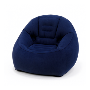 Sofá Inflable de PVC con Revestimiento Flocado, 105*100*80 CM, Colores Azul Marino y Caqui, para Uso en Interiores y Campamentos al Aire Libre - Product Image 1