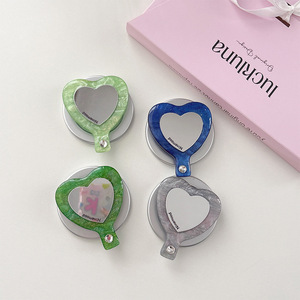 아크릴 하트 모양 자석 기능 화장 거울 겸용 휴대폰 거치대 (휴대폰 그립) - Product Image 3