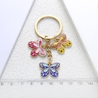 Pendentif papillon tricolore dégoulinant d'huile, porte-clés de style doux, sac à bandoulière polyvalent, petit accessoire pendentif