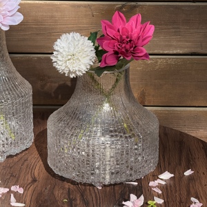 Jarrón de Vidrio Tallado <span class=keywords><strong>a</strong></span> Mano con Relieve de Cristal, Jarrón Grande y Resistente con Base para Mesa de Comedor, Cocina, Oficina y Hogar - Product Image 5