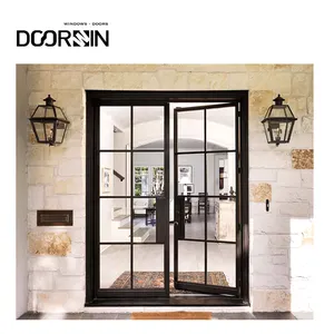 Diseños de entrada doble Puerta Puertas principales de hierro Puertas de hierro de entrada principal de vidrio exterior