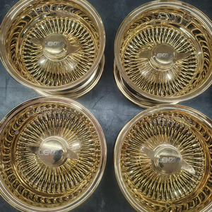 Adaptador de rueda de acero LENZIO estilo Zenith de 13/14/15/17 pulgadas, dorado, multirradio, 5*5/5*4.75, ruedas de alambre doradas - Product Image 2
