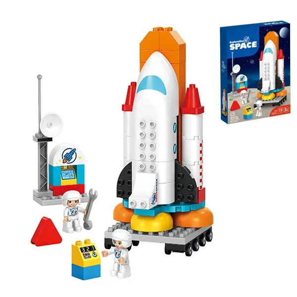 educational toy 72pcs kids rocket block plastic building block toy
