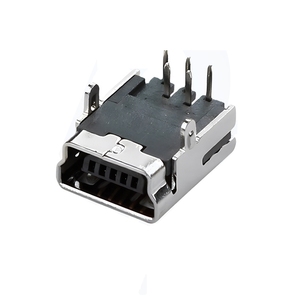 Mini Receptáculo USB Hembra de 5 Pines, Tipo SMT en Ángulo Recto (Horizontal), 2 Pines de Montaje a Través de Orificio con Carcasa de Aleación de Cobre - Product Image 2