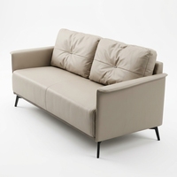 Sofa Kantor Kulit Beige Elegan Kaki Logam Hitam Sofa Minimalis Modern untuk Ruang Santai Eksekutif