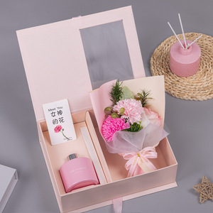 Juego de regalo de cumpleaños de cristal creativo Perfume con difusor de caña de aroma y Flor de jabón hecha a mano al por mayor - Product Image 5