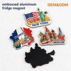 Aimant de réfrigérateur en aluminium 3D gaufré, souvenirs de voyage USA France Russie New York <span class=keywords><strong>Paris</strong></span> Moscou, 2x3 pouces, pour la décoration de la cuisine, du <span class=keywords><strong>bar</strong></span>, ou comme cadeau - Product Image 1