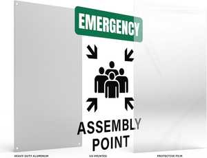 Acil toplama bölgeleri için 12 * 18in alüminyum yansıtıcı trafik işaretleri güvenlik uyarı tahliye yangın montaj noktası işaretleri - Product Image 3