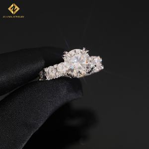 เครื่องประดับสุดหรูพร้อมแหวนเพชรโมอิสซาไนต์ทรงกลม925แหวนหมั้นเพชรโมอิสซาไนต์เงินแท้สำหรับผู้หญิงผ่านการทดสอบเพชรที่ผ่านมา - Product Image 6