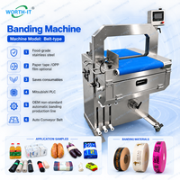 Machine de cerclage automatique avec ligne de production mobile pour emballage de cartons, utilisant du film OPP ou du ruban adhésif en papier