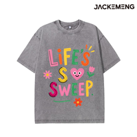T-shirt Oversize Multicolore à Imprimé Lettres Bulles, Smiley, Cœur et Fleurs – Stock USA, Vente en Gros, Style Kawaii Décontracté