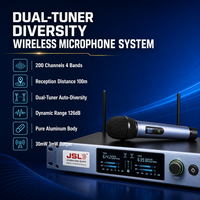 Système de microphone sans fil JSL à double tuner et diversité, 200 canaux, micros portatifs 530-690 MHz, récepteur rack 100 m