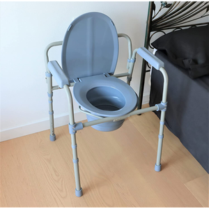 Chaise de toilette avec siège réglable (3 en 1), chaise élévatrice WC, chaise de douche pour personnes âgées Gris PEPE P40010 - Product Image 1