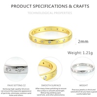 Bague Classique pour Homme en Argent Sterling 925 avec Sertissage Clos, Plaqué Or 14K et Vermeil Rhodié, Ornée de Zircon