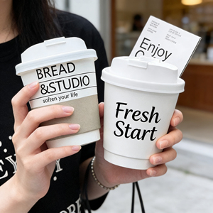 Gobelet à café en papier à double paroi avec couvercle, personnalisé avec logo, jetable, 8oz, 10oz, 12oz, 16oz, 22oz - Product Image 1