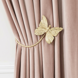 Golden Butterfly Curtain Holdback Metal Curved Elegant Glam Style Decorative Accessories for Drapes - Product Image 1