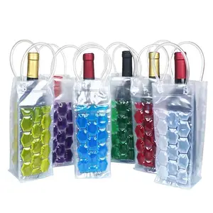 Personalizado Cool Wine Bag Beer Bottle Cooler Ice Chiller Freezable Carrier PVC saco de vinho gelo