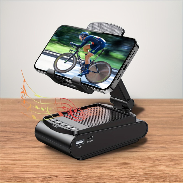 Universal Adjustable Tablet Mobile Phone Holder Built-in 1500mah Battery Support Wireless Speaker LED Flashlight Desk Use
