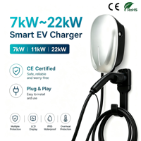 Nouvelle borne de recharge murale pour voiture électrique 22 kW Type 2, 32 A, avec contrôle par application, vente directe usine, pour le marché européen, station de recharge domestique pour VE