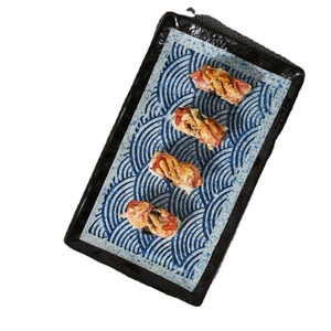 Wholesale Japanese Design Vintage <b>Ceramic</b> Rectangular Food Serving <b>Plates</b> Blue Wave 8 10 Inch Dessert Sushi <b>Plate</b> for Restaurant - Product Image 4