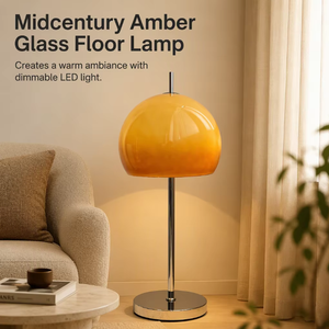 Modern <b>Mushroom</b> Design Floor <b>Lamp</b> for Bedroom Bauhaus Vintage Eye-Protecting <b>Glass</b> E27 Base LED Small Retro Sunset Moonlight - Product Image 6