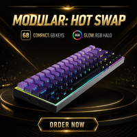 Clavier de jeu mécanique 68 touches, échangeable à chaud, filaire, rétroéclairage RGB, touches PBT pour PC portable